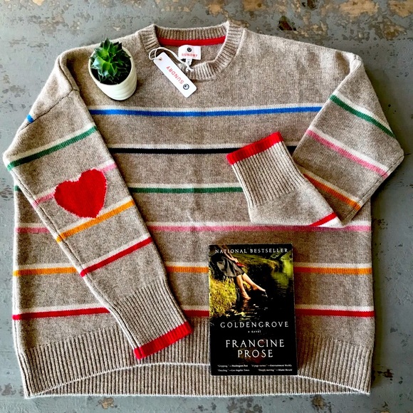 Sundry Sweaters - Sundry Oatmeal Rainbow Stripe Oversized Sweater